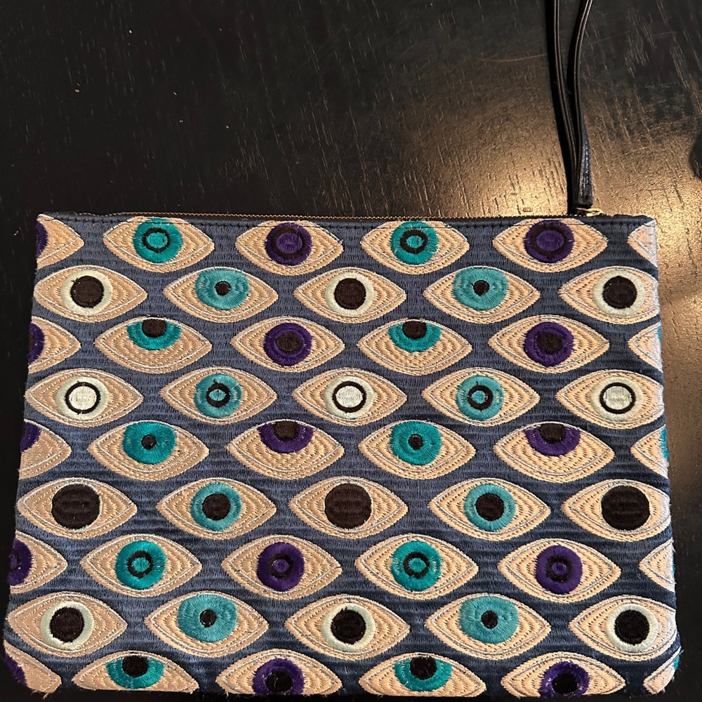 Embroidered Eye Pattern Clutch